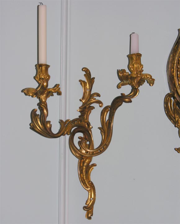Fine pair of wall sconces, stamped with "c" crown