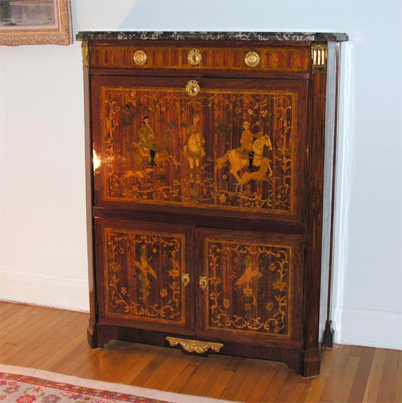 Rare Louis XVI Ormolu-Mounted Secretaire a Abattant by C. Wolff