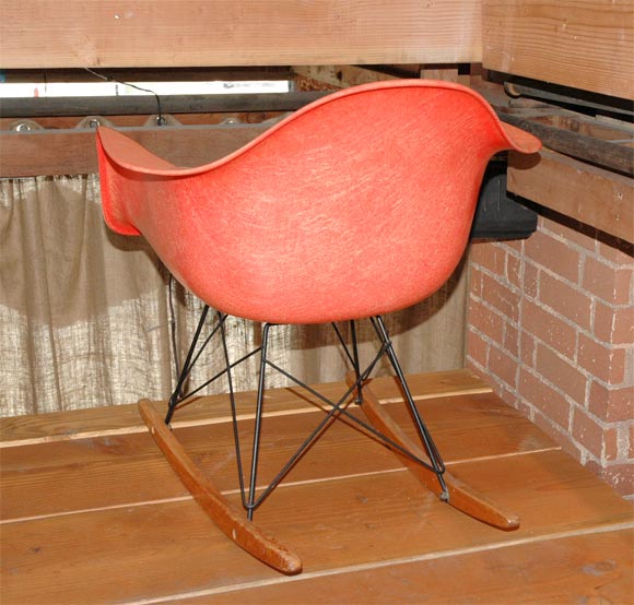 American Salmon 1st production Zenith rope edge rocker by Charles Eames