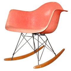 Vintage Salmon 1st production Zenith rope edge rocker by Charles Eames