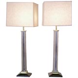 pair of square glass rod lamps