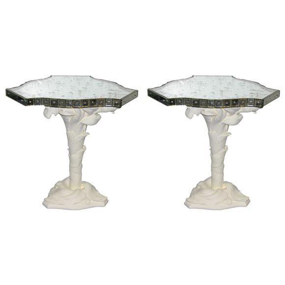 Rare Pair Of Small Tables By Serge Roche For Sale