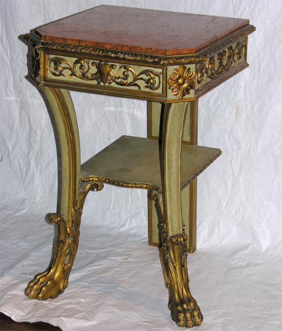 Italian two tier gilt & marble small consoles