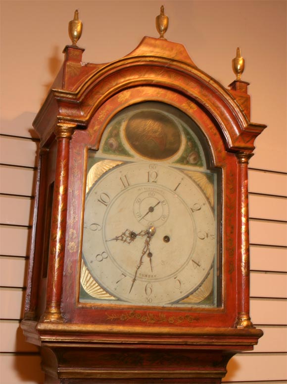 Red Chinoiserie Grandfather Clock 2