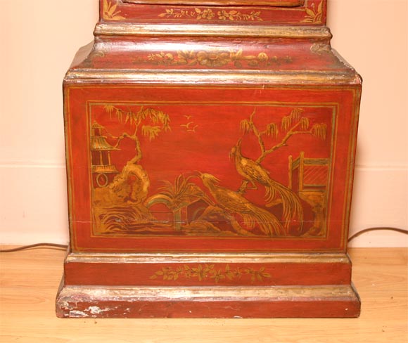 Red Chinoiserie Grandfather Clock 3