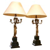 PAIR OF BRONZE FIGURAL LAMPS