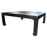 Large Black Laquered Linen Coffee Table