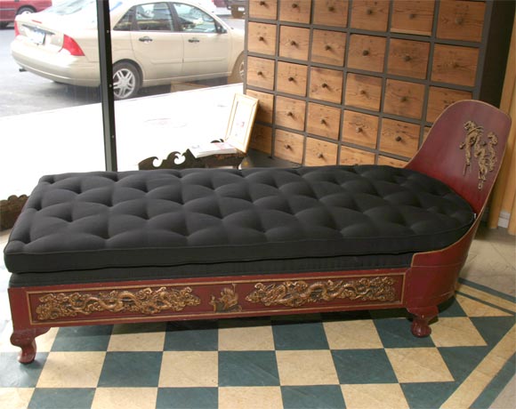 A red-lacquered and gilded Chinese chaise