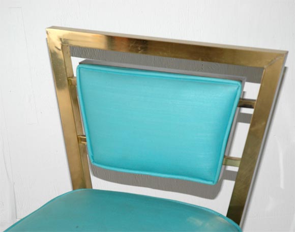 American Brass and Vinyl Barstools, Set of Three