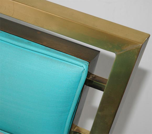 Brass and Vinyl Barstools, Set of Three In Excellent Condition In Los Angeles, CA