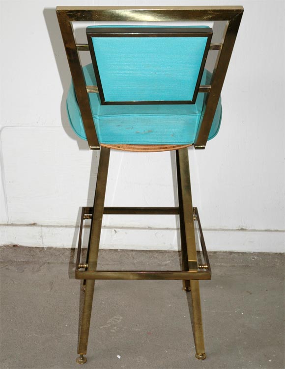 Brass and Vinyl Barstools, Set of Three 3