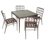 Patinated Aluminum Outdoor Dining Set (Table, Four Chairs)