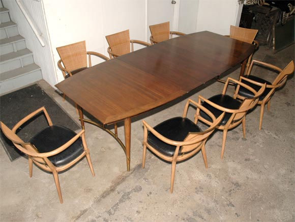 Modernist Dining Set (Table, Eight Chairs, and Three Leaves)