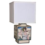 Hand Painted Ceramic Lamp by T.R. Lallemant