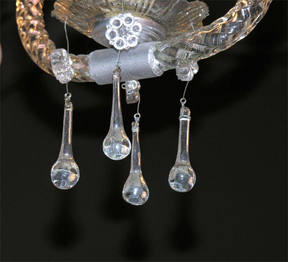20th Century Petite Murano Chandelier with Crystal Drops