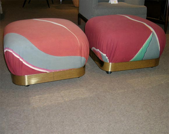Pair of "Souffle" Ottomans by Karl Springer