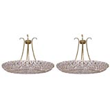 Pair of German Crystal Dome Chandeliers