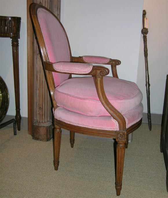 Pair of French Louis XVI beechwood fauteuils from the collection of Holly Solomon