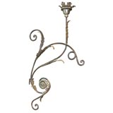 Pair 19th c. iron, tole and silvered wood sconces