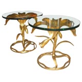Pair of Gilded Lily Tables 1940's