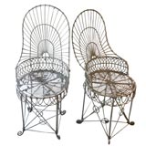 Pair of English Regency Wirework Garden Chairs