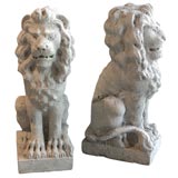 Pair of Portland Stone Lion Finials