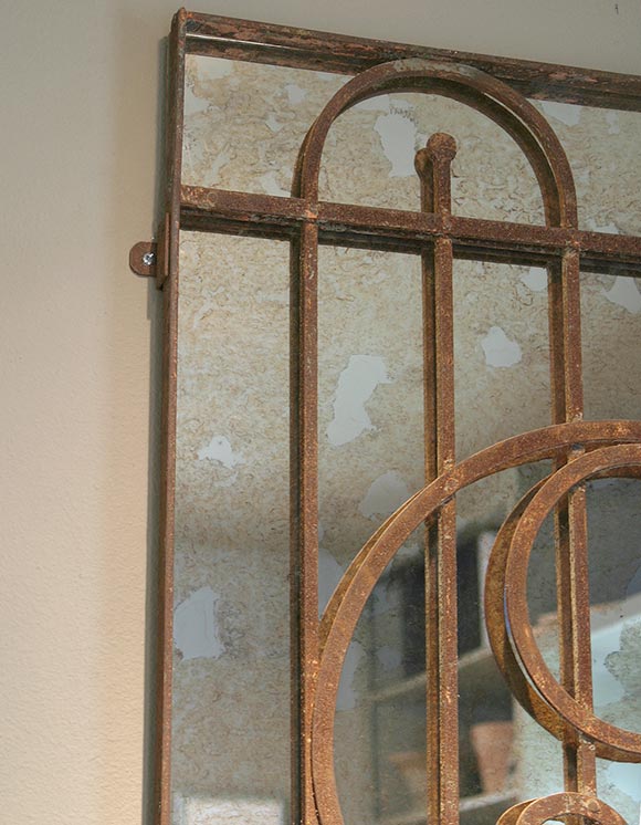 19th Century Italian Wrought Iron Garden Gate Mirror