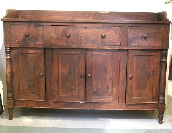 Early Southern sideboard of pine and walnut.  Original old surface.  Writing on back indicating owner from Georgia.