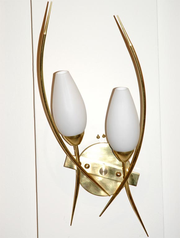 French Brass Chandelier and Sconces