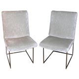 Dining Chairs with Architectural Chrome Frames by Milo Baughman