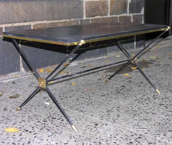 Mid-20th Century Pair of French Modernist Tables with Slate Tops