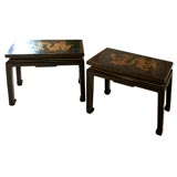Pair Black Lacquer Tables in the Asian Taste