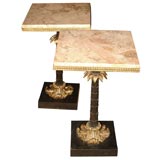 Pair of bronze and marble tables