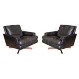 Robin Day Pair of Leather Club Chairs