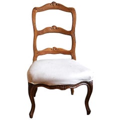 18th Century Louis XV Period Walnut Side Chair with Upholstered Seat