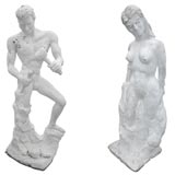 Pair of Cement Figural Sculptures
