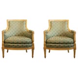 Pair 19th c. Napoleon III Gilded Bergeres