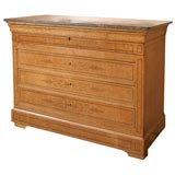 COMMODE WITH DESKTOP, BIRDSEYE MAPLE  WITH INLAY, MARBLE TOP