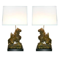 Pair of James Mont Foo Dog Lamps