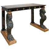 Antique Empire Console Table with Lion Monopodia Front Supports