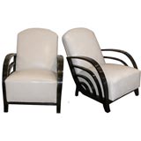Pair of 'Normandie Style' Art Deco Leather Arm Chairs