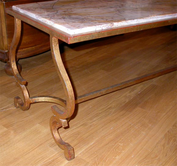 Gilt Metal & Marble  Coffee Table by French Designer Ramsay