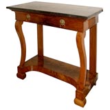 #1081 Empire Console Table of Walnut & Marble