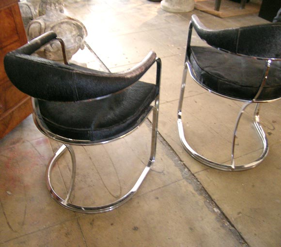 Chrome and Pony Hair chairs