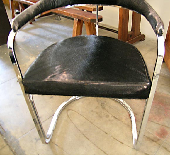 Mid-20th Century Italian Pony Hair  & Chrome Chairs