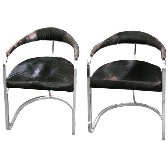 Italian Pony Hair  & Chrome Chairs
