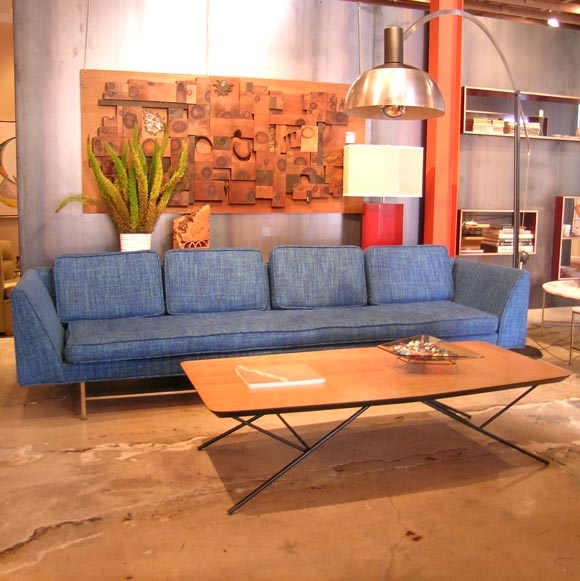 Massive Harvey Probber 9' 4" brass leg sofa