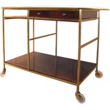 Paul McCobb Directional vitrilite, brass & mahogany bar cart.