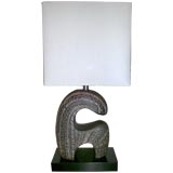 Abstract French Sgraffito Ceramic Lamp by Roger