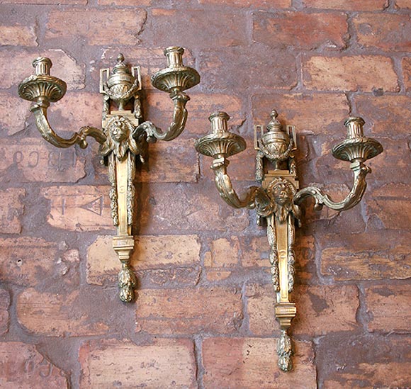 Pair of  Gilded Brass Sconces